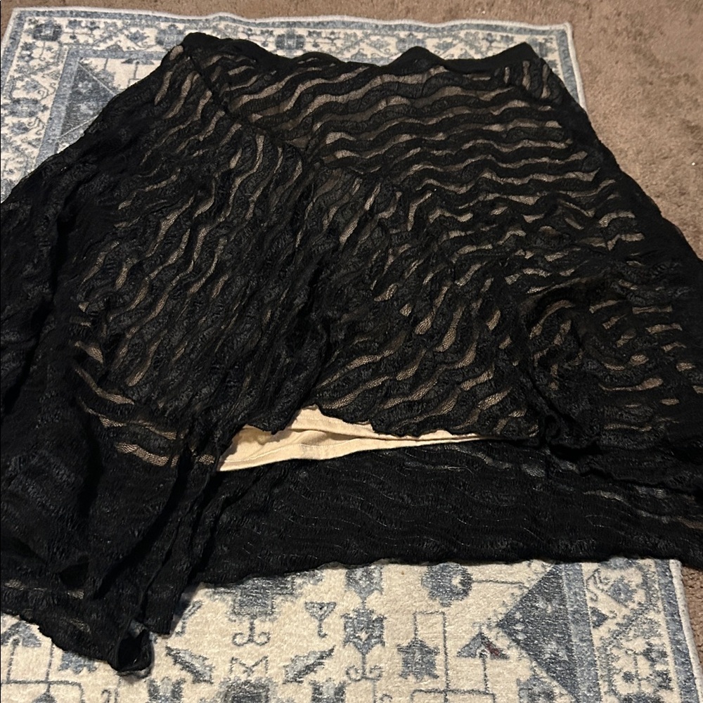 Black Sheer Lace Skirt